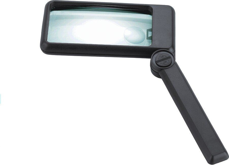 Лупа ручна складна MG84207 прямоуг., Led, 2,5 Х 100х50мм +8Х 20мм