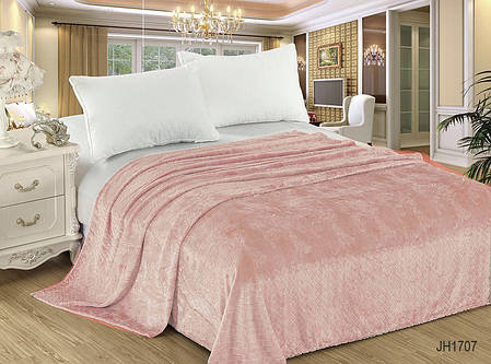 Плед покривало 160х220 велсофт Пудра на ліжко, диван, фото 2