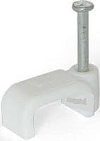 Кліпса Lectris 12x5мм для плаского кабелю з цвяхом, біла100шт