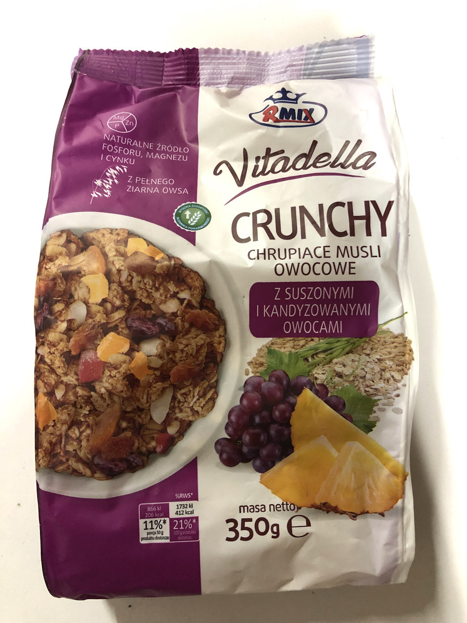 Кранчі вівсяні Vitanella Crunchy Owocowe фруктові 350г