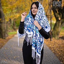 Вовняний білий шарф в народному стилі Пишні Квіти, фото 2