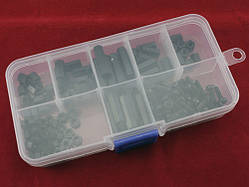 Стійка монтажна нейлонова М3 160шт, міжплатова 6-гранна, набір з гвинтами