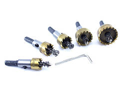 Набір з 5 коронок , корончастих свердел 16-30мм по металу HHS