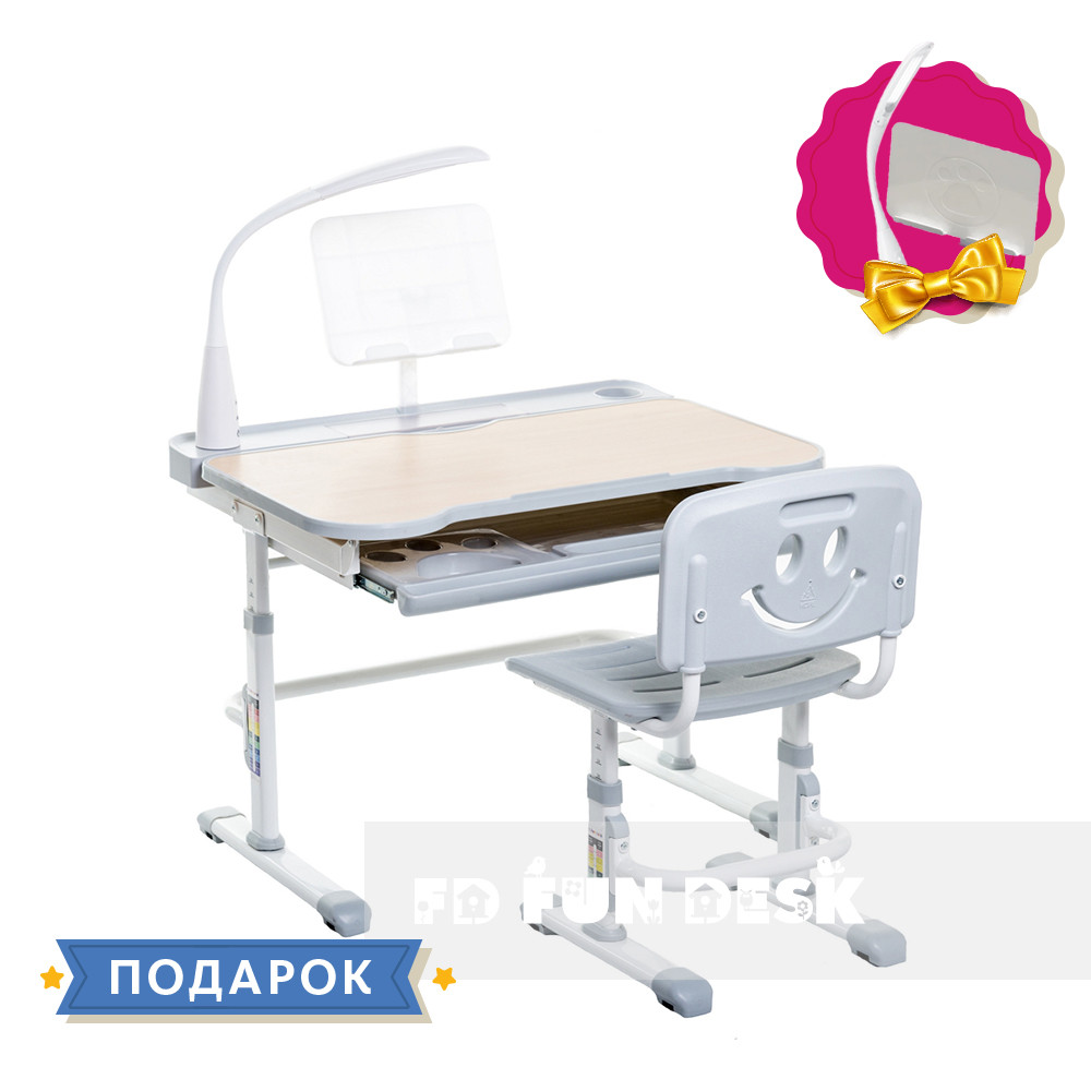 Дитяча парта зі стільчиком FunDesk Bellissima Grey (стільниця під дерево )