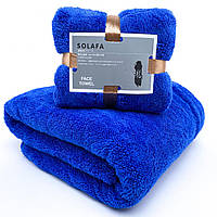 Комплект рушників однотонний Solafa (мікрофібра) синій