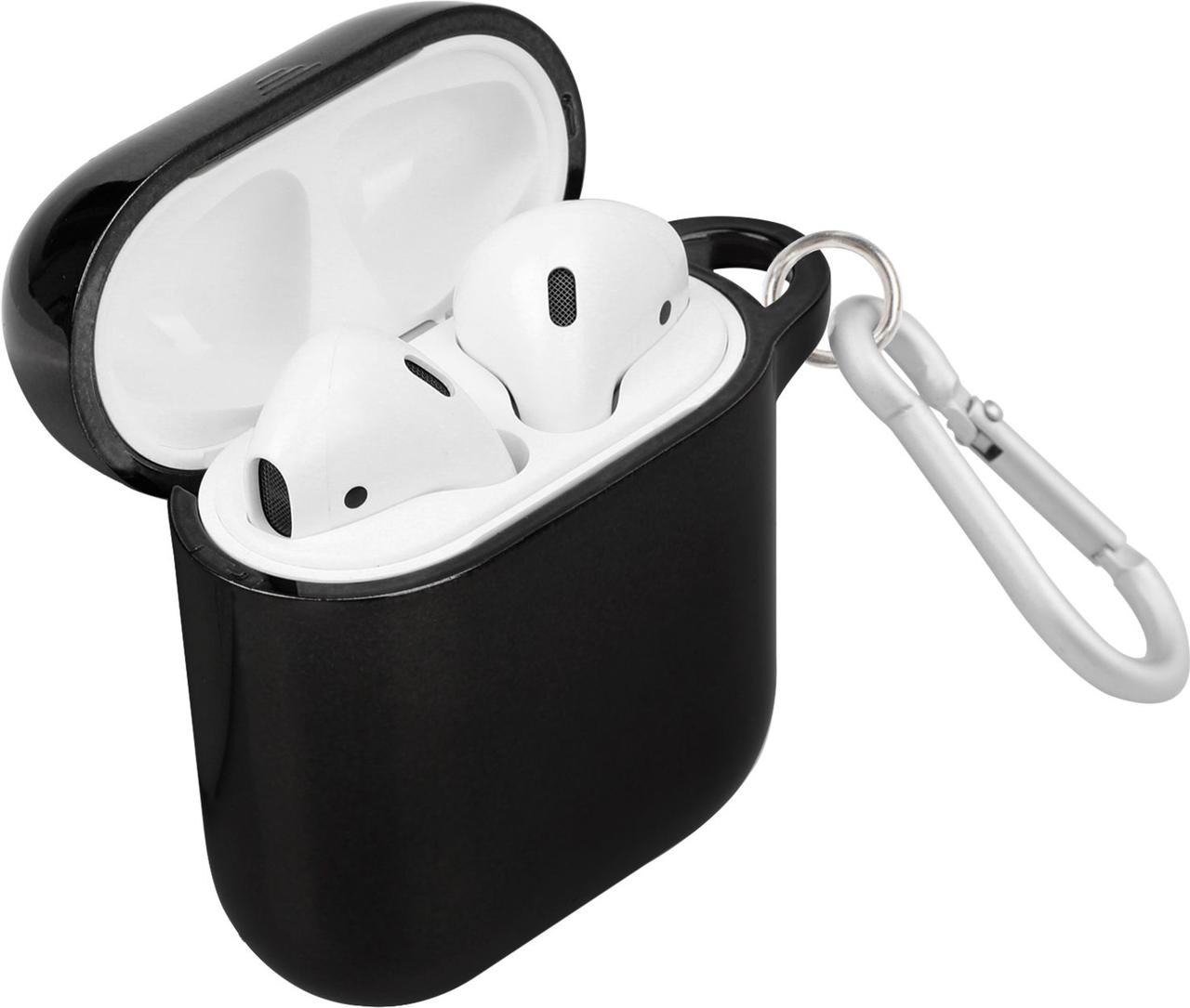 Чехол пластиковый с карабином Promate NeonCase для Apple AirPods Black (neoncase.black), фото 1