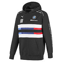 Худи толстовка спортивная мужская Puma BMW M Motorsport Street 595181 01 (черная, хлопок, BMW, логотип пума)