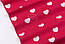Бязь із білими сердечками 3 см на червоному тлі №400, фото 4