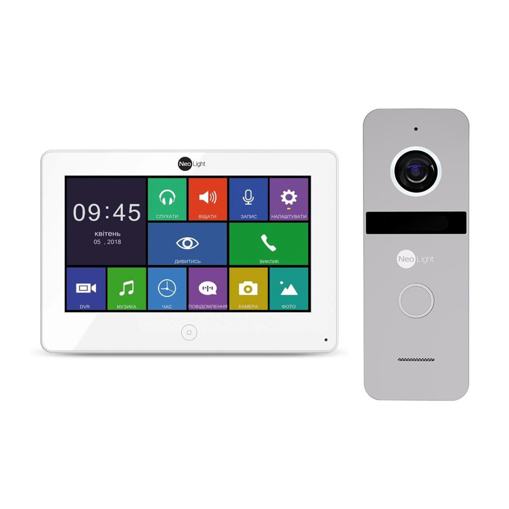 Комплект кольорового відеодомофона NeoLight Alpha HD / Solo FHD Silver