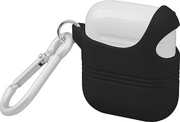 Силіконовий чохол для AirPods Promate VeilCase з карабіном Black (veilcase.black)