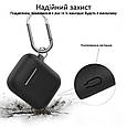 Силіконовий чохол для AirPods Promate GripCase з карабіном Black (gripcase.black), фото 3