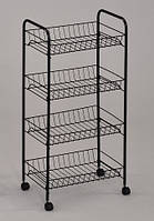 Етажерка 4-рівнева на коліщатках Onder Mebli (SR-1781-BK)