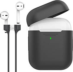 Силіконовий чохол для AirPods Promate PodKit з магнітним ремінцем Black (podkit.black)