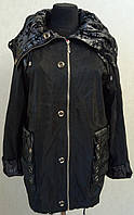 Жіноча утеплена демісезонна куртка вітровка на блискавці з капюшоном, розмір 52