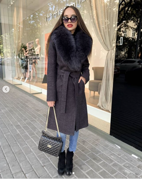 Люксове зимове пальто з хутряною шаллю з песця, фото 1