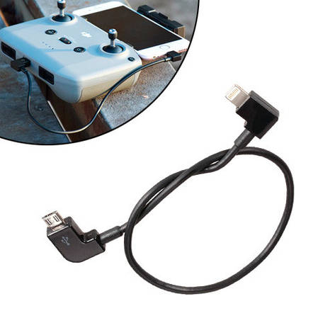 Кабель OTG MicroUSB – Lightning для пульта DJI Spark, Mavic Pro/Air, 28см, фото 1