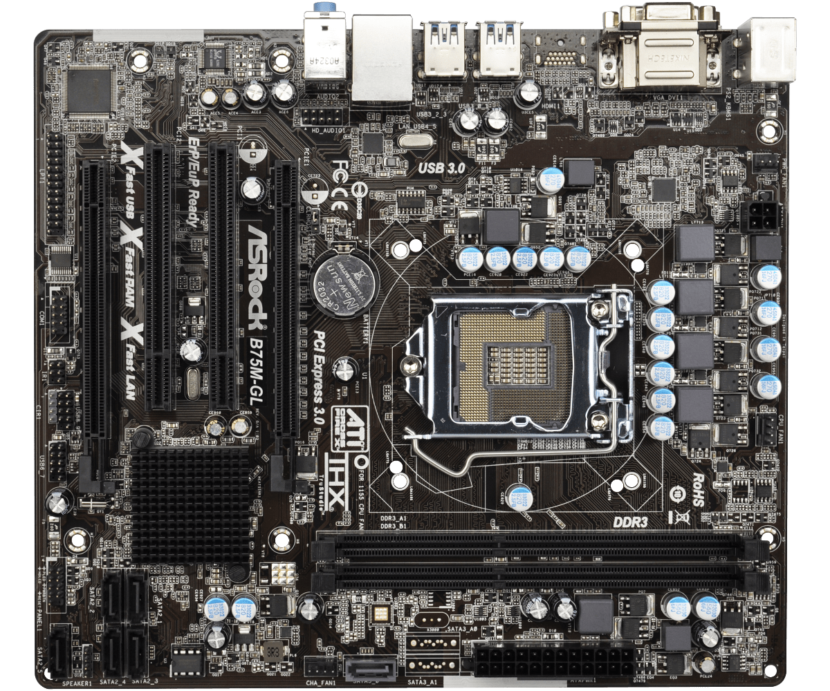 Материнська плата AsRock B75M-GL (s1155, Intel B75, PCI-Ex16) OEM Гарантія 3 місяці.