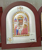 Ікона срібна з позолотою Микола Чудотворець відкритий лик в кольорі