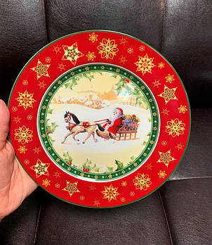Набір із 6 порцелянових тарілок Новорічний 21 см 986-033-6