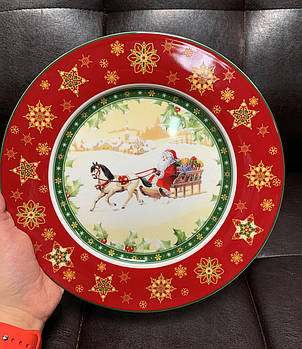 Набір із 6 порцелянових тарілок Новорічний 26 см 986-034-6