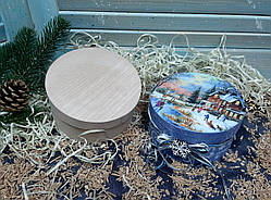 Дерев'яна кругла коробка 14х6см (буковий шпон)