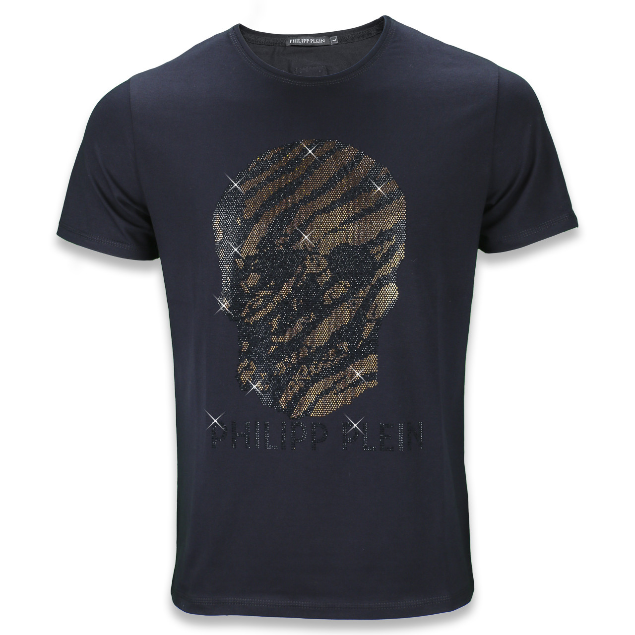 Футболка чорна з коричн PHILIPP PLEIN зі стразами #57 BLK/BRN S(Р) 21-807-020