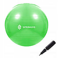 Фитбол с насосом Springos 65 см Anti-Burst зеленый для фитнеса и тренировок (FB0007)