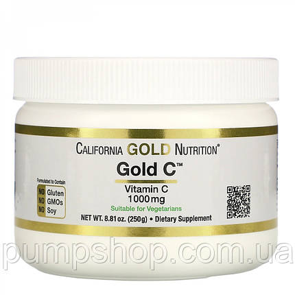 Вітамін C в порошку California Gold Nutrition Gold C 1000 мг 250 г, фото 1