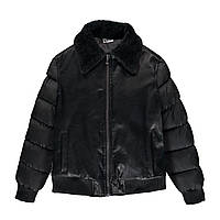 Куртка для мальчика из искусственной кожи с меховым воротником MEK 203MHAA009-290 черная 164-170
