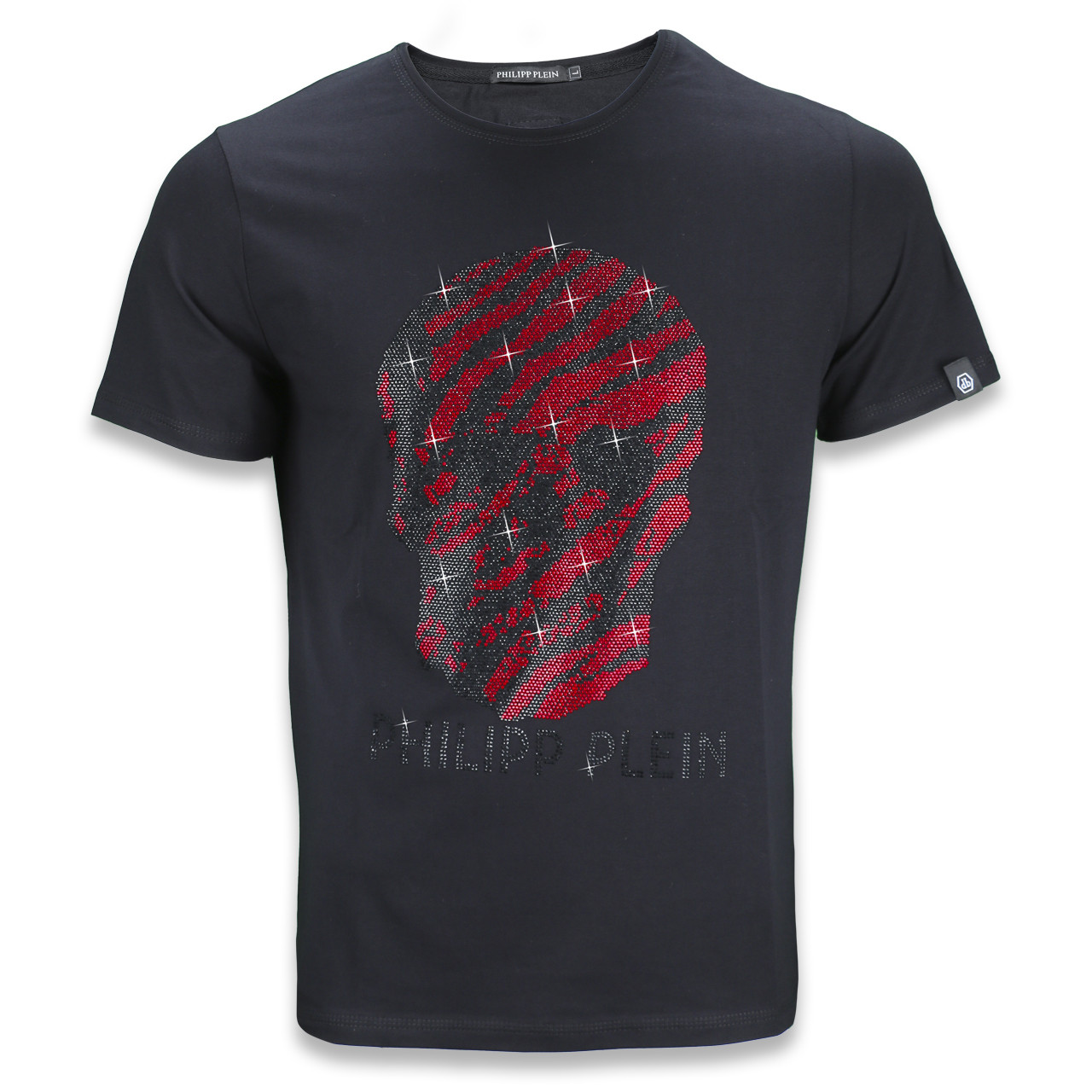 Футболка чорна з червоним PHILIPP PLEIN зі стразами #57 BLK/RED M(Р) 21-807-020, фото 1