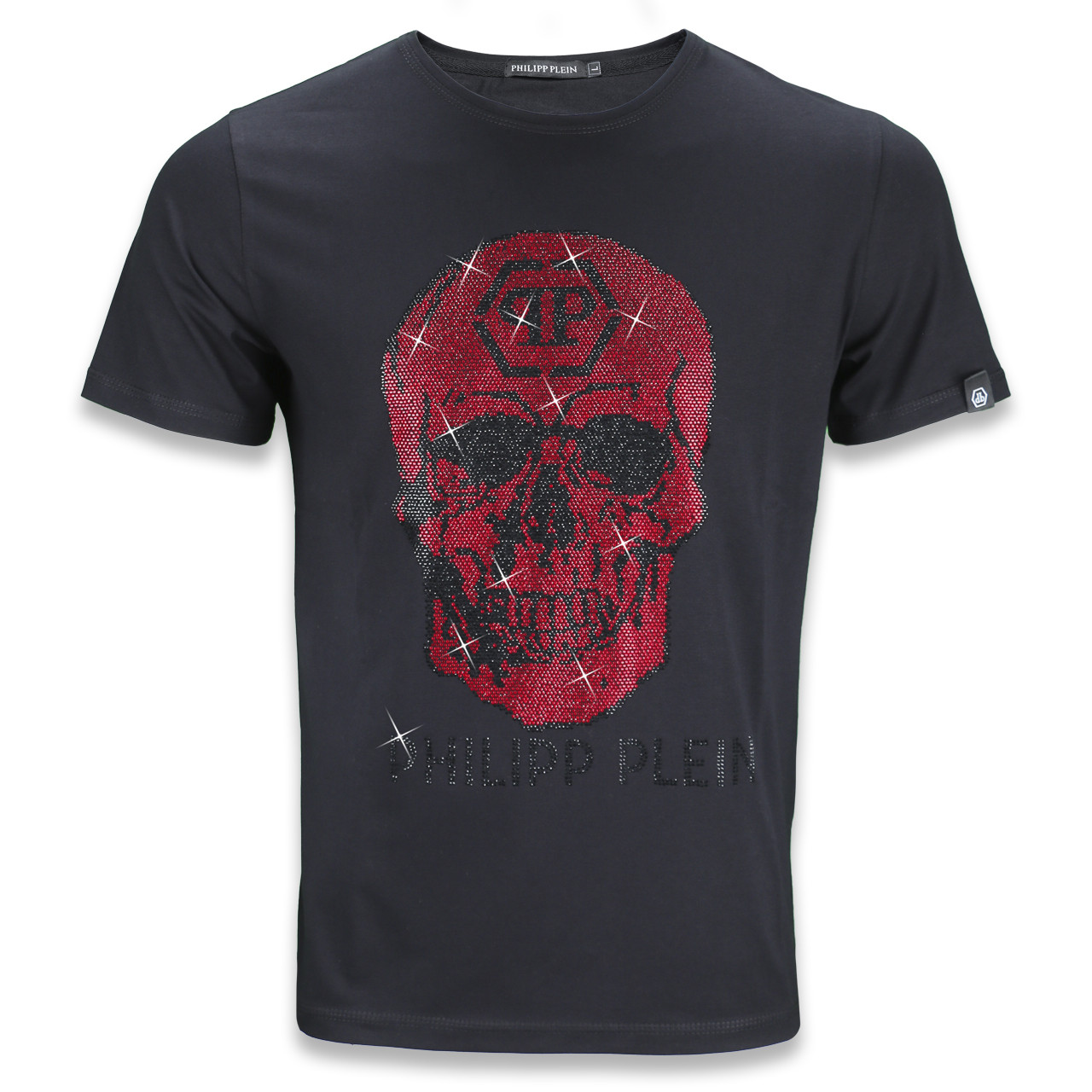Футболка чорна з червоним PHILIPP PLEIN зі стразами #55 BLK/RED XXL(Р) 21-805-020, фото 1
