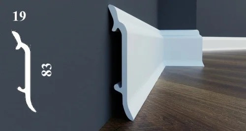 Плінтус ударостійкий LPC-16 Cezar з дюрополімер заввишки 83 мм. Польща, фото 1