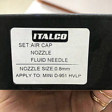Форсунка 0,8 мм для краскопультів D-951-MINI HVLP ITALCO NS-D-951-MINI-0.8, фото 4