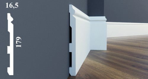 Плінтус високий ударостійкий LPC-33 Cezar з дюрополімер висотою 179 мм, 2,44 м., фото 1