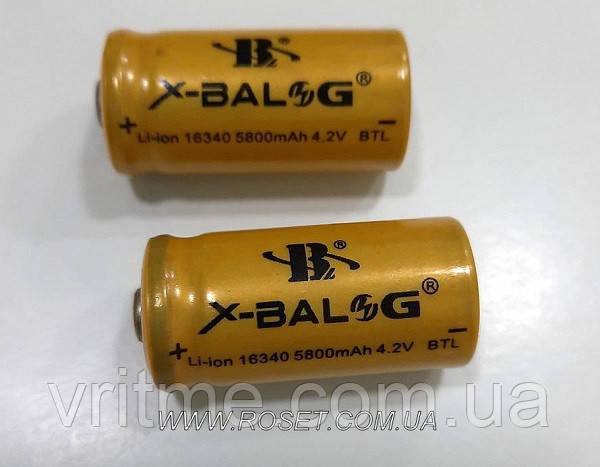 Аккумуляторная батарейка X-BALOG - Li-Ion 16340 (CR123A) 4,2V 5800mAh - фото 3 - id-p602744188