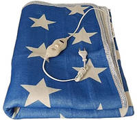 Простынь 150х120 см с подогревом Electric Blanket синяя с белым