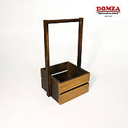 Ящик дерев'яний з ручкою бежевий з коричневим, 15х15х10(30) см, фото 4