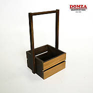 Ящик дерев'яний з ручкою бежевий з коричневим, 15х15х10(30) см, фото 3