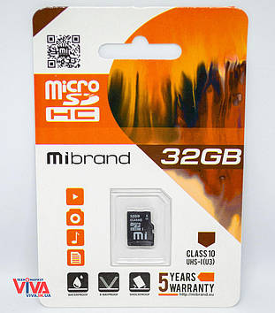 Картка пам'яті microSD Mibrand 32 GB Class 10 UHS-1 U3 (MICDHU3/32GB)