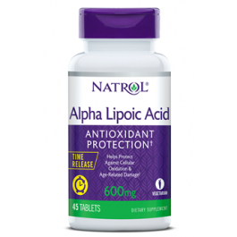 Спалювання жиру, антиоксидант Natrol ALA 600mg T/R — 45 капс