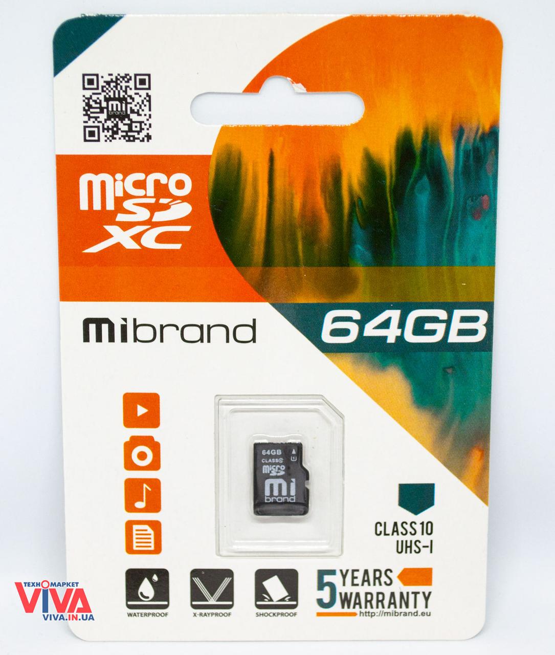 Карта пам'яті Mibrand microSDXC 64GB class 10 (MICDXU1/64GB)