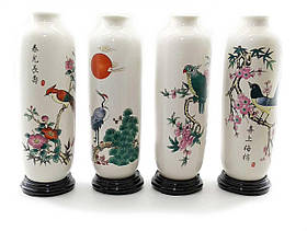 Порцелянові вази на підставці (Ціна за 4 шт)"Птахи" (27,5х7,5х7,5 см)