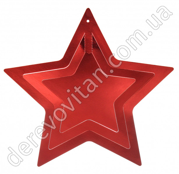 Подвесные звезды 3D из бумаги, красные, набор 11 шт. - фото 2 - id-p1287630408