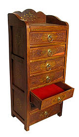 Комод рожеве дерево з інкрустацією та різьбленням. 7 відділень (83х35х24 см) Індія