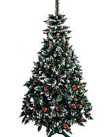 Ялинка штучна ПВХ "Різдвяна" Елітна з білими кінчиками шишками і калиною 1,5 м