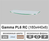 Полочка стеклянная настенная навесная универсальная радиусная Commus PL6 RC (180х440х6мм)