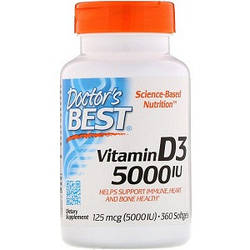 Вітаміни і мінерали Doctor's s Best Vitamin D3 125 mcg (5000 IU) (360 капсул.)