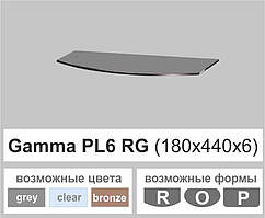 Поличка зі скла настінна навісна універсальна радіусна Commus PL6 RG (180х440х6мм)