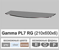 Стеклянная полочка настенная навесная универсальная радиусная Commus PL7 RG (210x600х6мм)