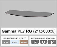 Скляна поличка настінна навісна універсальна радіусна Commus PL7 RG (210х600х6мм)